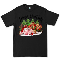 Black merry christmas pig Premium Tee - FaDigitalArtStudio