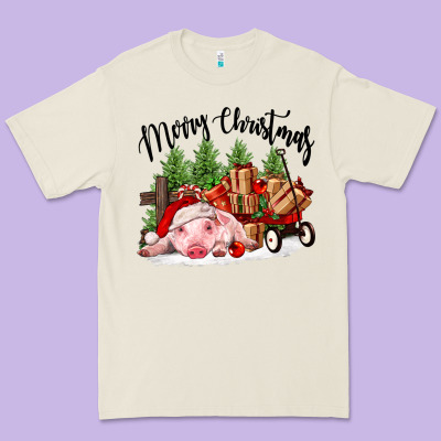 Merry Christmas Pig Premium Tee Designed By Fadigitalartstudio