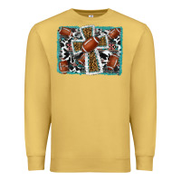 Antique Gold football cross aztec leopard background Premium Sweatshirt - RanaPortraitStore