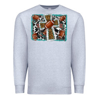 Heather Grey football cross aztec leopard background Premium Sweatshirt - RanaPortraitStore