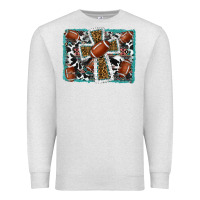 Oatmeal Heather football cross aztec leopard background Premium Sweatshirt - RanaPortraitStore