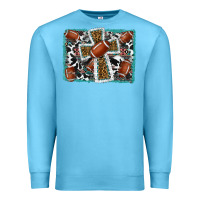 Ocean Blue football cross aztec leopard background Premium Sweatshirt - RanaPortraitStore