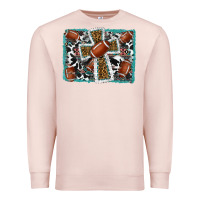 Pale Pink football cross aztec leopard background Premium Sweatshirt - RanaPortraitStore