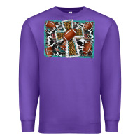 Purple football cross aztec leopard background Premium Sweatshirt - RanaPortraitStore