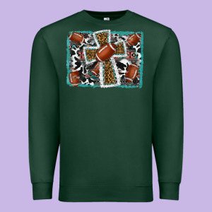Football Cross Aztec Leopard Background Premium Sweatshirt Designed By Ranaportraitstore