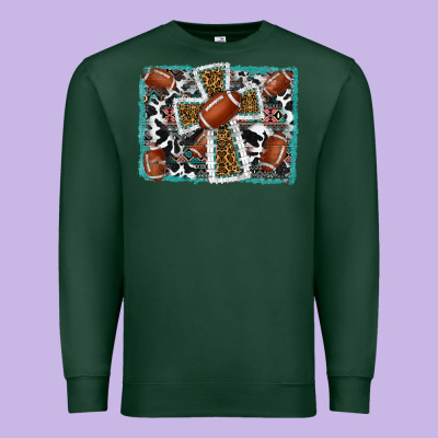 Football Cross Aztec Leopard Background Premium Sweatshirt Designed By Ranaportraitstore