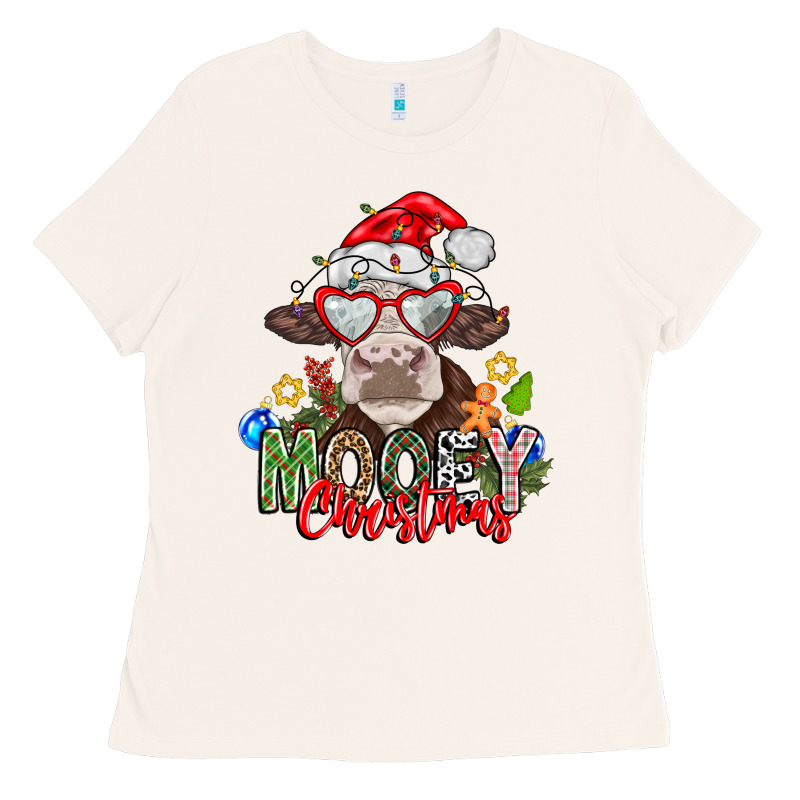 Mooey Christmas Ladies Tee by CowhideDigitalArt | Teevron