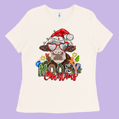 Mooey Christmas Ladies Tee Designed By Cowhidedigitalart