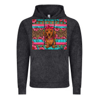 Vintage Black dachshund puppy floral Vintage Hoodie - Artiststas