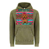 Vintage Olive dachshund puppy floral Vintage Hoodie - Artiststas