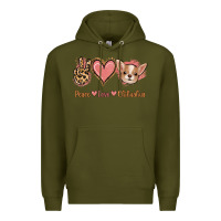 Army Green Peace Love Chihuahua Premium Hoodie - Jasminsmagicworld