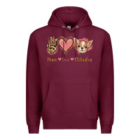 Burgundy Peace Love Chihuahua Premium Hoodie - Jasminsmagicworld