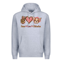 Heather Grey Peace Love Chihuahua Premium Hoodie - Jasminsmagicworld