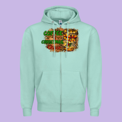 Coffee And Christmas Cheer Zipper Hoodie Designed By Ranaportraitstore