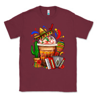 Burgundy Mexican Frappe With Cactus Sombrero And Maracas Classic Tee - FaDigitalArtStudio