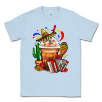 Dusty Blue Mexican Frappe With Cactus Sombrero And Maracas Classic Tee - FaDigitalArtStudio