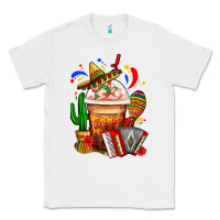 White Mexican Frappe With Cactus Sombrero And Maracas Classic Tee - FaDigitalArtStudio