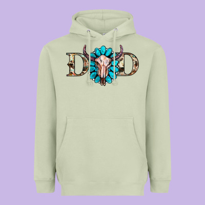 Western Dad With Gemstone And Skull Heavyweight Hoodie Designed By Ranaportraitstore