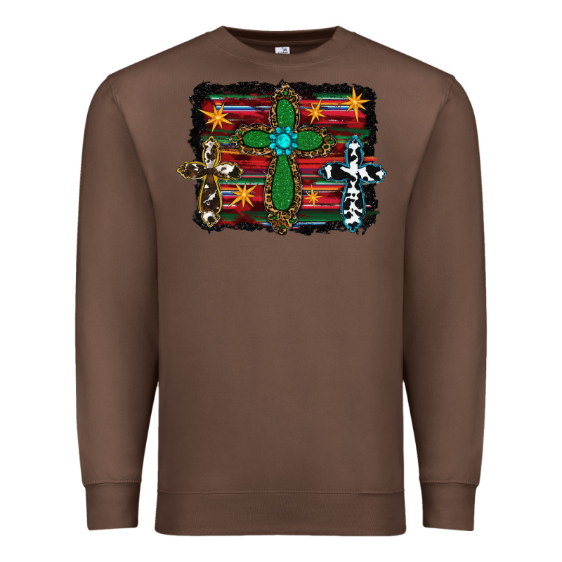 Cross Leopard Cowhide Glitter Serape Premium Sweatshirt by RanaPortraitStore | Teevron