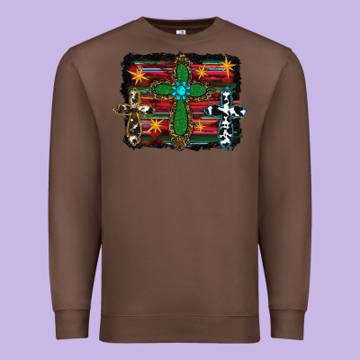 Cross Leopard Cowhide Glitter Serape Premium Sweatshirt Designed By Ranaportraitstore