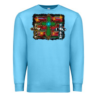 Ocean Blue cross leopard cowhide glitter serape Premium Sweatshirt - RanaPortraitStore