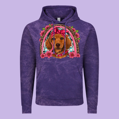 Dachshund Puppy Floral Rainbow Vintage Hoodie Designed By Artiststas