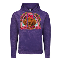 Cloud Purple dachshund puppy floral rainbow Vintage Hoodie - Artiststas
