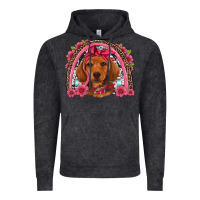 Vintage Black dachshund puppy floral rainbow Vintage Hoodie - Artiststas