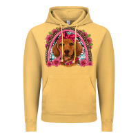 Vintage Mustard dachshund puppy floral rainbow Vintage Hoodie - Artiststas