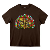 Chocolate Brown christmas rainbow with leopard cactus Heavy Core Tee - RanaPortraitStore
