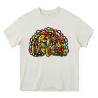 Cream christmas rainbow with leopard cactus Heavy Core Tee - RanaPortraitStore