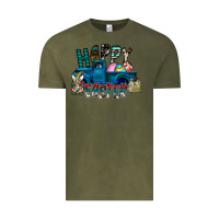 Vintage Olive Happy Easter  truck Vintage Tee - CowhideDigitalArt