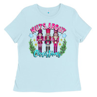 Baby Blue Nuts About Christmas Ladies Tee - CowhideDigitalArt