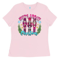 Bubblegum Pink Nuts About Christmas Ladies Tee - CowhideDigitalArt