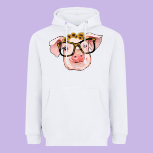 Sunflowers With Pig Heavyweight Hoodie Designed By Ranaportraitstore