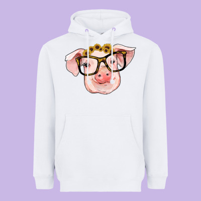 Sunflowers With Pig Heavyweight Hoodie Designed By Ranaportraitstore