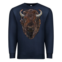 Navy american bison Premium Sweatshirt - RanaPortraitStore