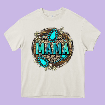Mama With Gemstone Leopard Mother's Day Heavy Core Tee Designed By Fadigitalartstudio
