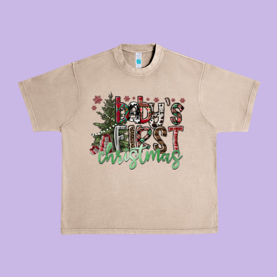 Baby's First Christmas Urban Heavy Tee Designed By Cowhidedigitalart
