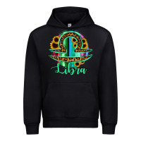 Black Libra Zodiac Sign Sunflower Leopard Serape Urban Hoodie - RanaPortraitStore