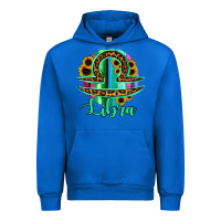 Cobalt Libra Zodiac Sign Sunflower Leopard Serape Urban Hoodie - RanaPortraitStore