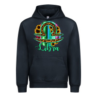 Navy Libra Zodiac Sign Sunflower Leopard Serape Urban Hoodie - RanaPortraitStore
