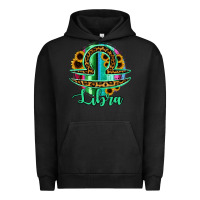 Pigment Black Libra Zodiac Sign Sunflower Leopard Serape Urban Hoodie - RanaPortraitStore