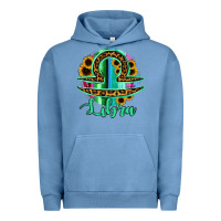 Pigment Pebble Blue Libra Zodiac Sign Sunflower Leopard Serape Urban Hoodie - RanaPortraitStore