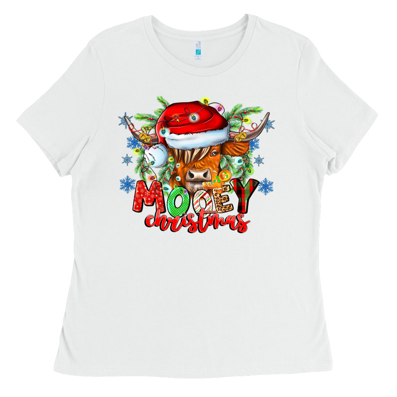 Mooey Christmas Ladies Tee by CowhideDigitalArt | Teevron