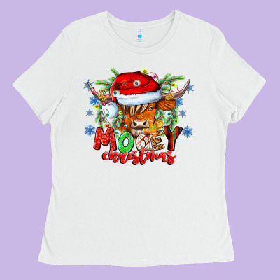 Mooey Christmas Ladies Tee Designed By Cowhidedigitalart