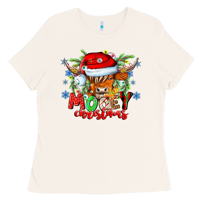Mooey Christmas Ladies Tee by CowhideDigitalArt | Teevron