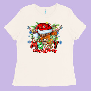 Mooey Christmas Ladies Tee Designed By Cowhidedigitalart