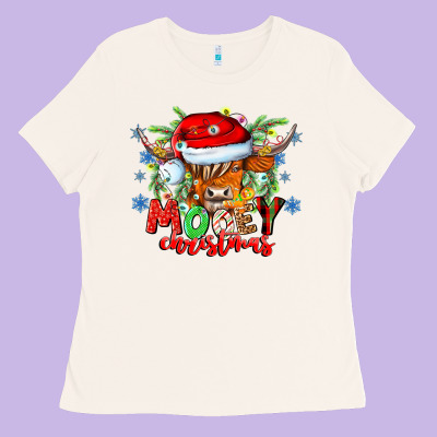 Mooey Christmas Ladies Tee Designed By Cowhidedigitalart