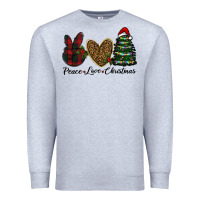 Heather Grey peace love christmas Premium Sweatshirt - RanaPortraitStore